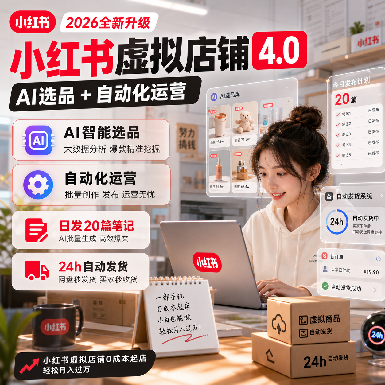 小红书虚拟店铺教程4.0课程含矩阵搭建与运营